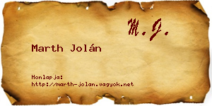 Marth Jolán névjegykártya