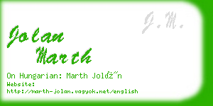 jolan marth business card